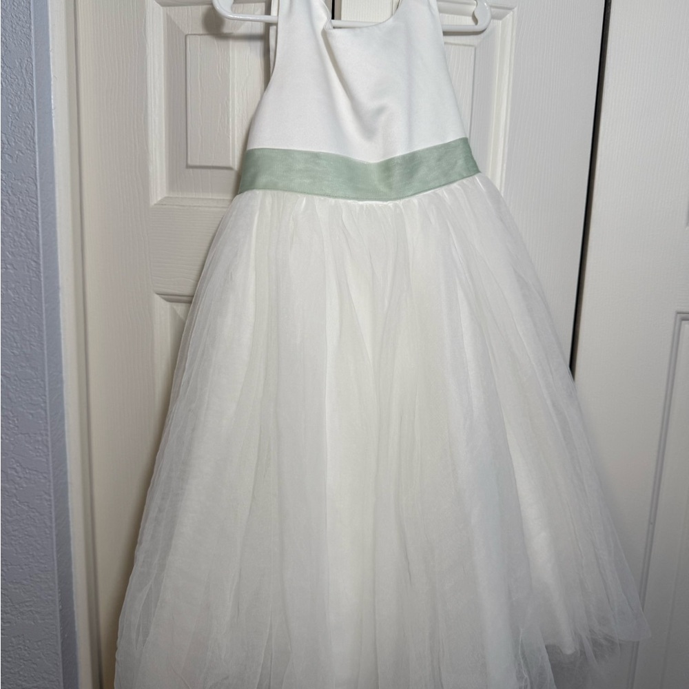 Azazie Ivory/Dusty Sage Flower Girl Dress